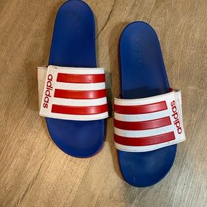 Adidas slide red blue white